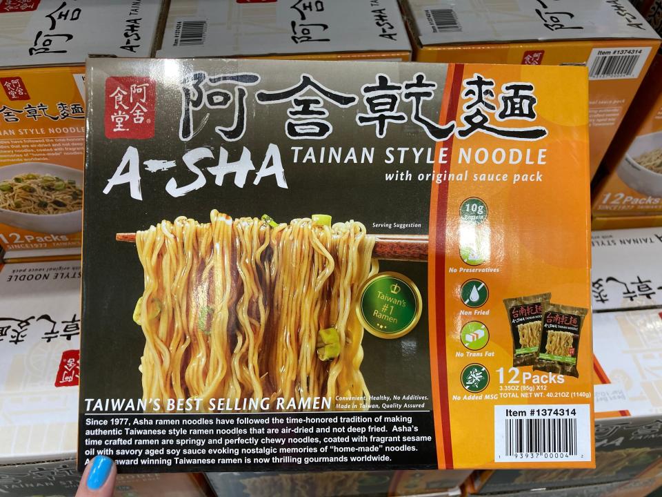 bos of bulk asha noodles on the shelves at costco