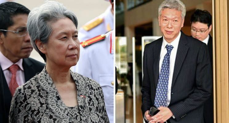 Ho Ching, PM Lee Hsien Loong’s, and her brother-in-law Lee Hsien Yang. (Reuters/AFP)