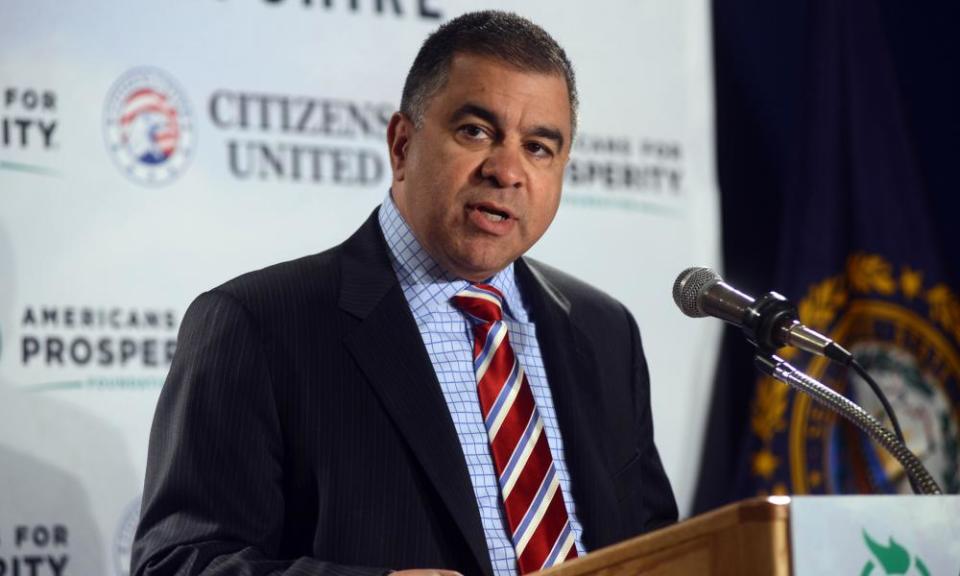 David Bossie, president Citizens United, speaks in Manchester, New Hampshire in 2014.