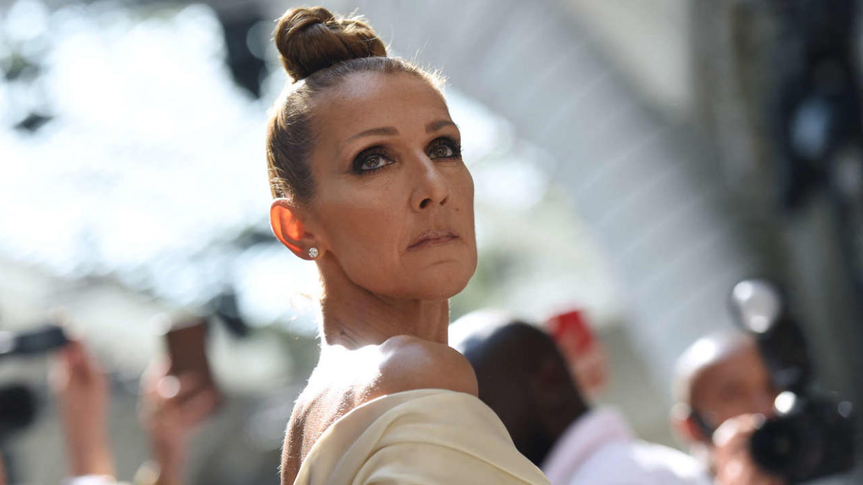 Canadian singer Celine Dion arrives for the Alexandre Vauthier Women's Fall-Winter 2019/2020 Haute Couture collection fashion show in Paris, on July 2, 2019. (Photo by Lucas BARIOULET / AFP)