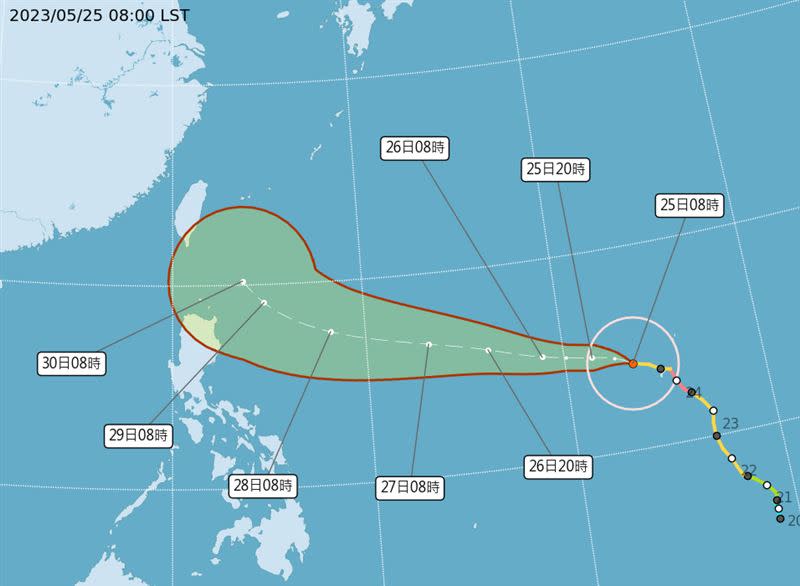 瑪娃颱風動向持續受到關注，氣象局公布最新路徑。（圖／翻攝自中央氣象局）