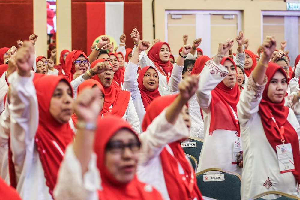 Wanita Umno delegates attend the 2019 Umno General Assembly at PWTC in Kuala Lumpur December 5, 2019. — Picture by Firdaus Latif