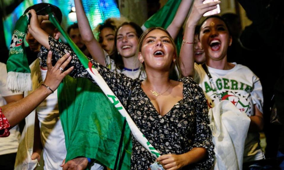 Algeria supporters on the Champs-Elysées