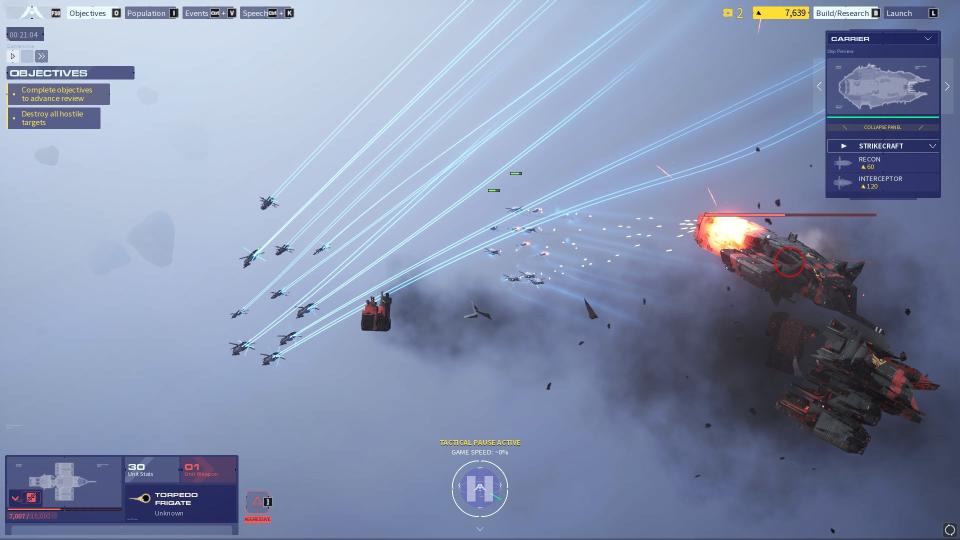 A screenshot showing the player completing objectives in Homeworld 3.