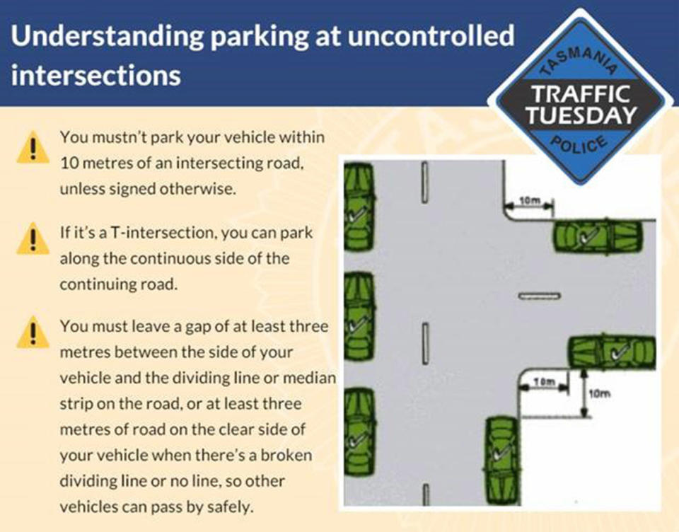 Tasmanian motorists are however required to leave a three-metre clearance for passing traffic. Source: Tasmania Police