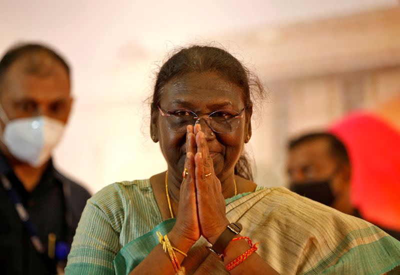 FILE PHOTO: Droupadi Murmu attends a meeting ahead of India's presidential elections, in Ahmedabad