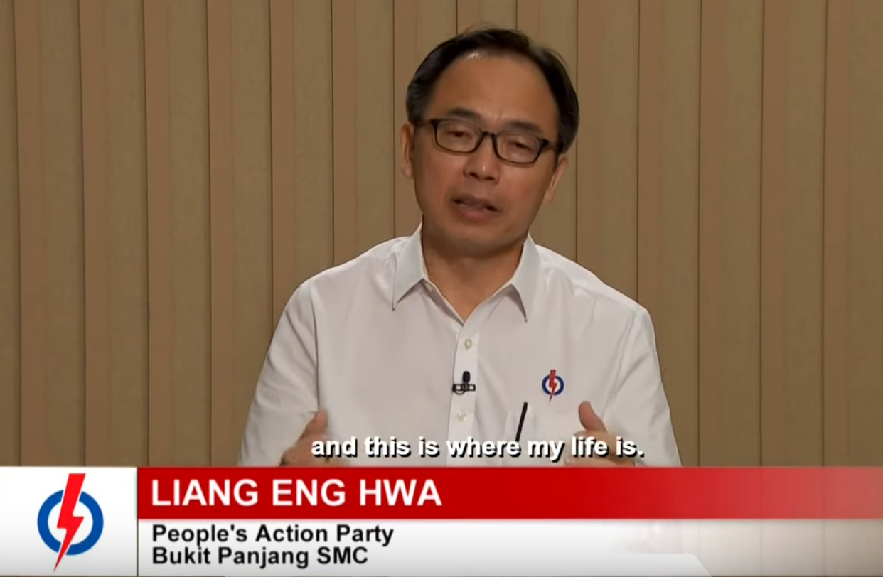 People's Action Party Liang Eng Hwa speaking at a constituency political broadcast on 3 July 2020. (SCREENSHOT: Mediacorp/YouTube)