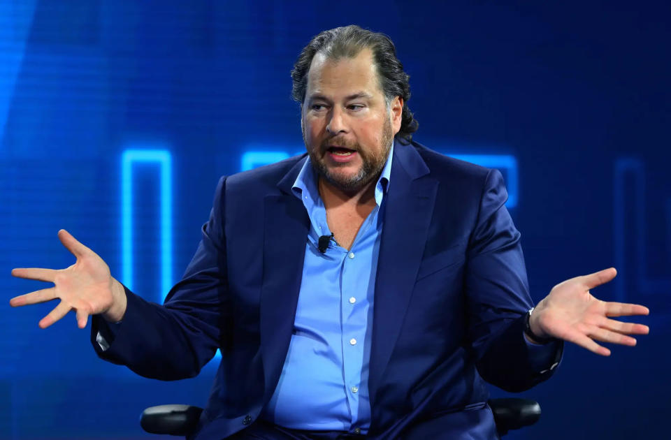 Marc Benioff, Chairman und CEO von Salesforce, sagte zu der New York Times, dass er angesichts des beginnenden Stellenabbaus im Unternehmen einen digitalen Entzug gemacht habe. - Copyright: Reuters/Mike Blake