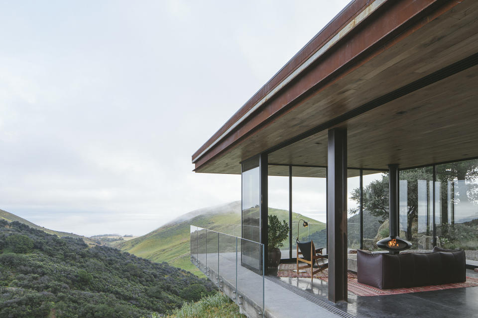 This image released by Anacapa Architecture shows the view from an off-grid guest house in Hollister Ranch, Calif., one of the last remaining undeveloped coastal areas in California, located on a wildlife preserve. The Anacapa Architecture firm, in Santa Barbara, California, and Portland, Oregon, has built several upscale off-grid homes in recent years, and has several more off-grid projects in the works. (Erin Feinblatt via AP)