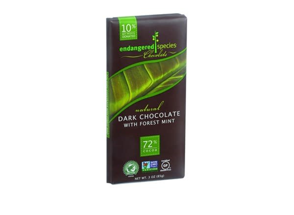 #4 BEST DARK CHOCOLATE: Endangered Species Dark Chocolate Squares with Forest Mint
