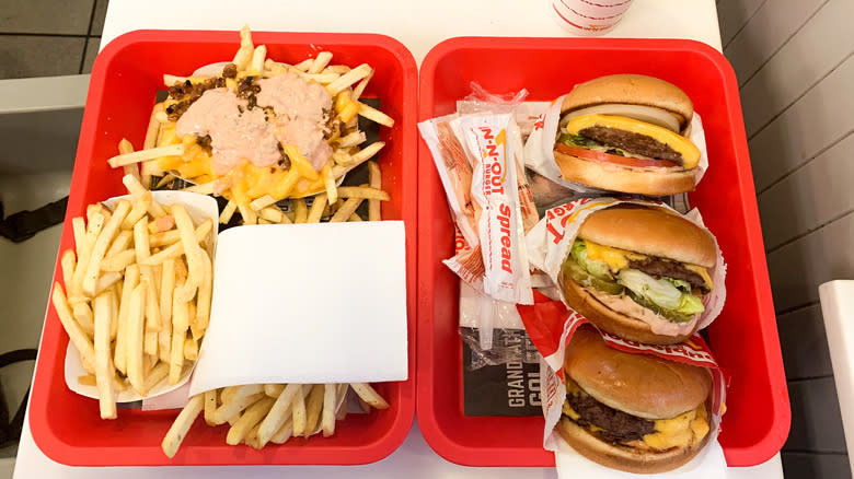 In-N-Out fries and burgers tray