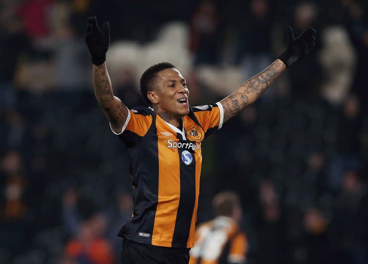 Abel Hernandez celebrates scoring against Swansea City (Photo by Nigel Roddis/Getty Images)