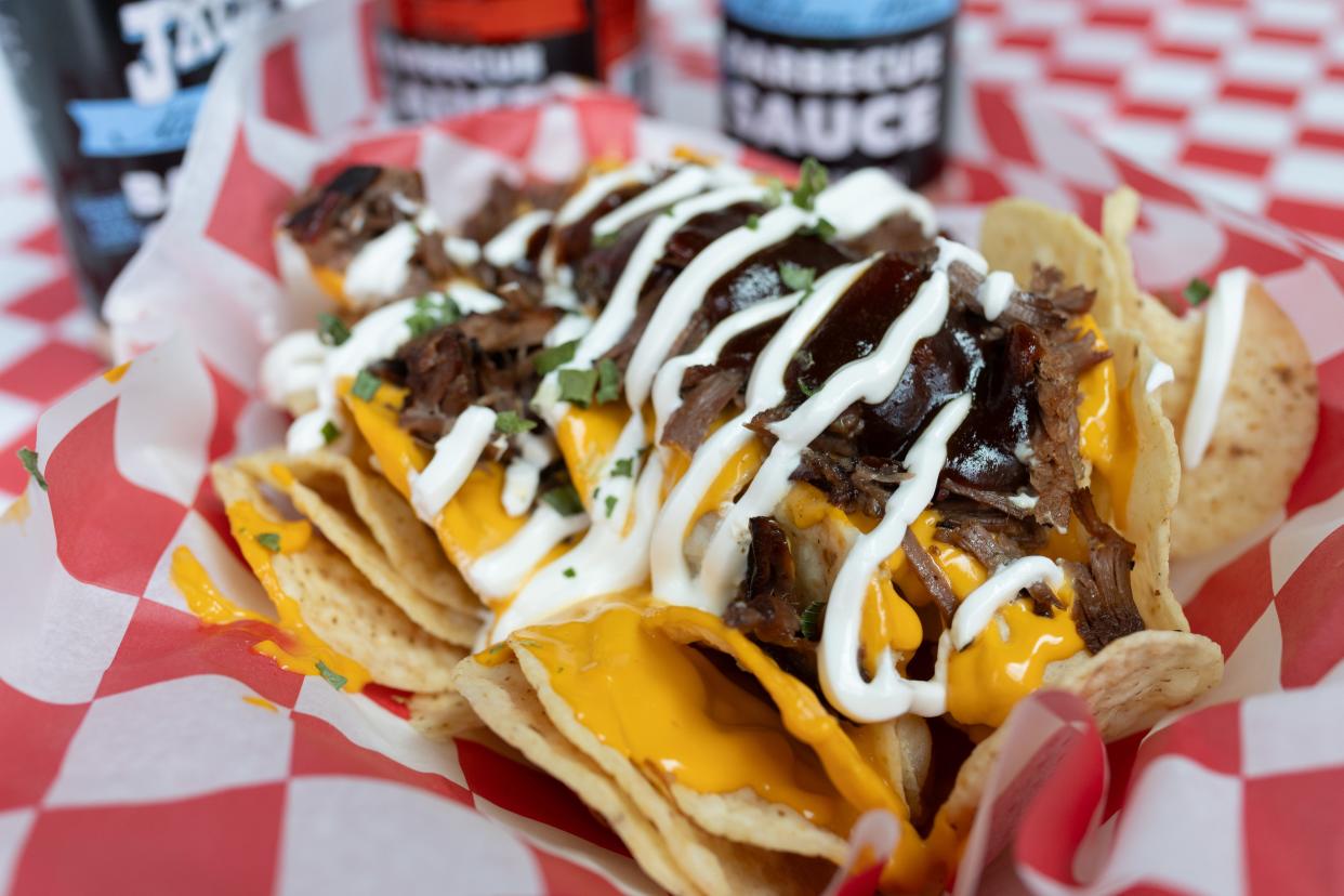 The new 3rd Street Market Hall Annex at American Family Field includes Smokin’ Jack’s BBQ. These are the smoked meat nachos.