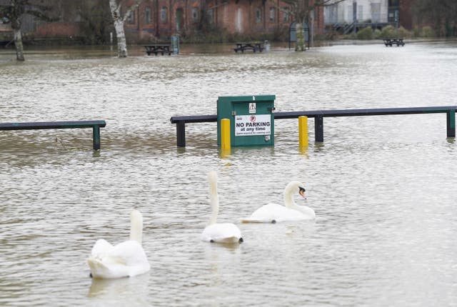 Flooding in Wellingborough due to rising levels of the River Nene