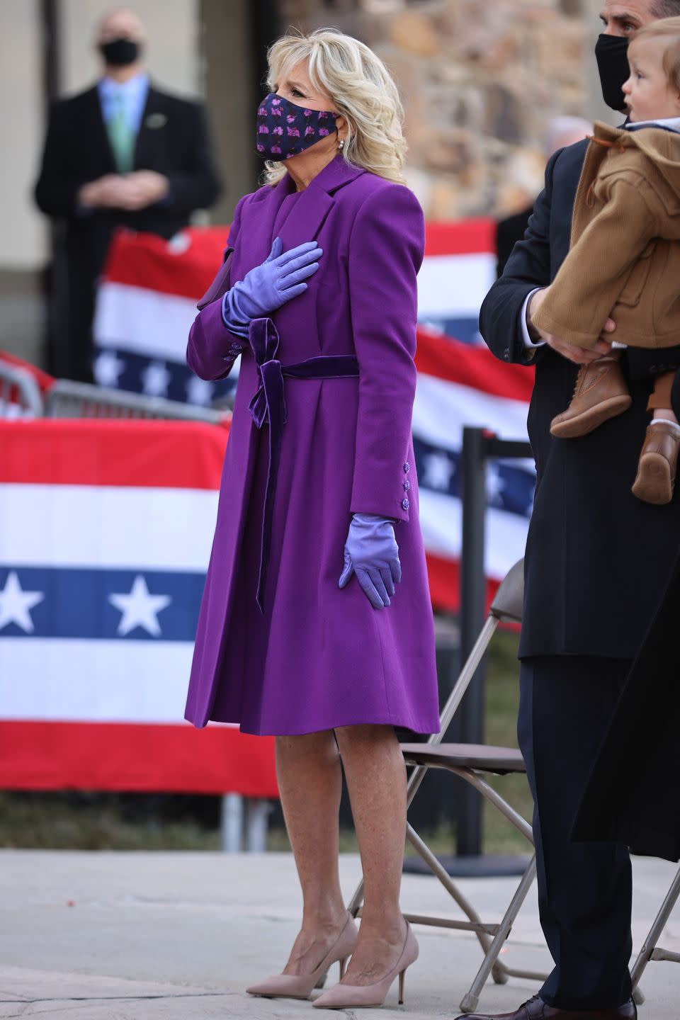 <p>For the Covid memorial, Jill Biden wore a purple Jonathan Cohen coat, a colour that many women at the <a href="https://www.harpersbazaar.com/uk/fashion/fashion-news/a35274923/purple-inauguration-kamala-harris/" rel="nofollow noopener" target="_blank" data-ylk="slk:inauguration;elm:context_link;itc:0;sec:content-canvas" class="link ">inauguration</a> chose for its significance.</p>