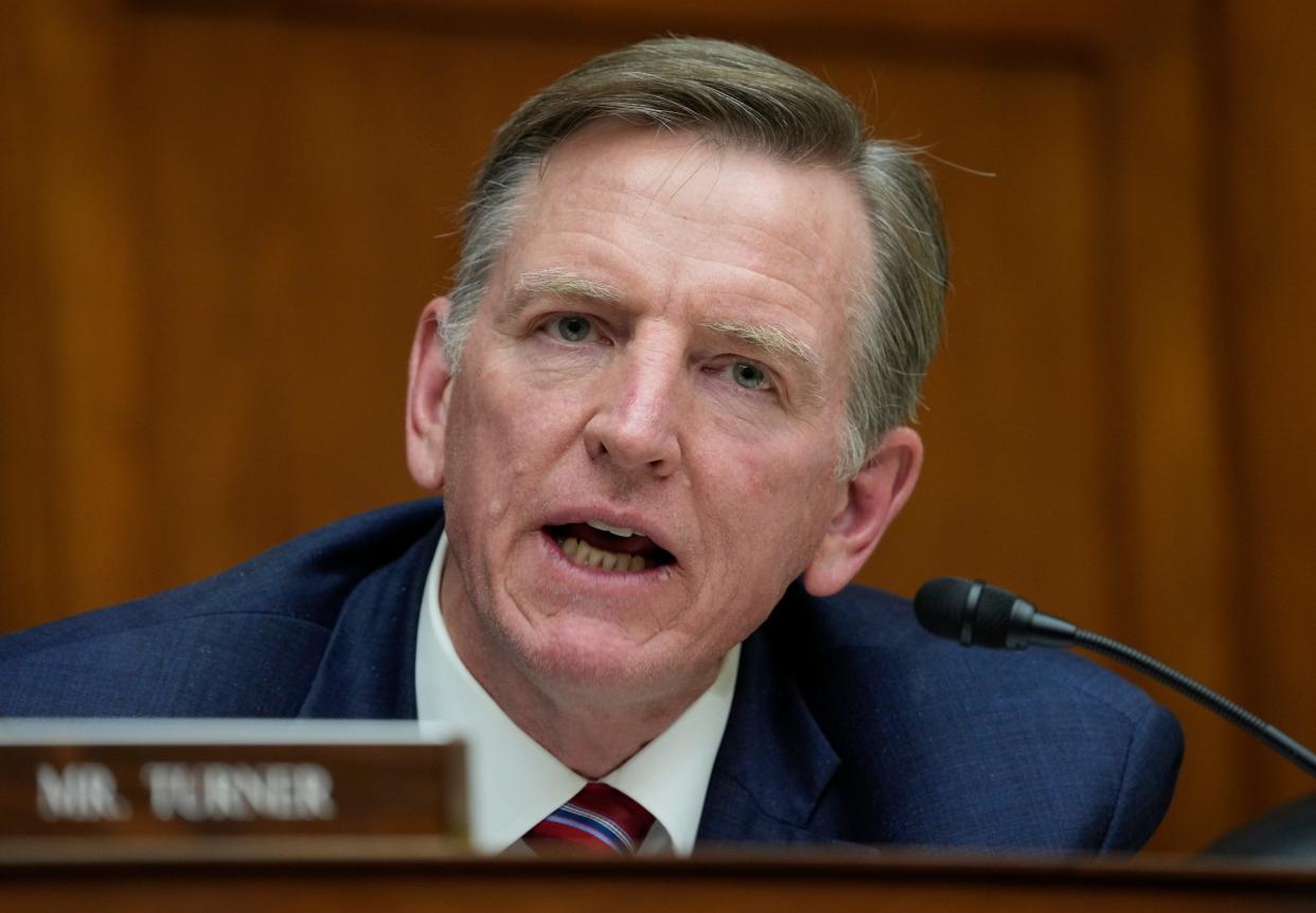 Rep. Paul Gosar, R-Ariz., during the House Committee on Oversight and Accountability hearing on border and immigration issues on February 7, 2023 in Washington.