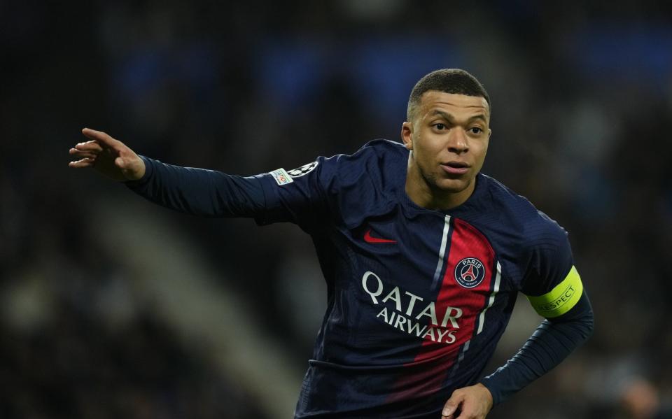 Kylian Mbappe Centre-Forward of PSG and France celebrates