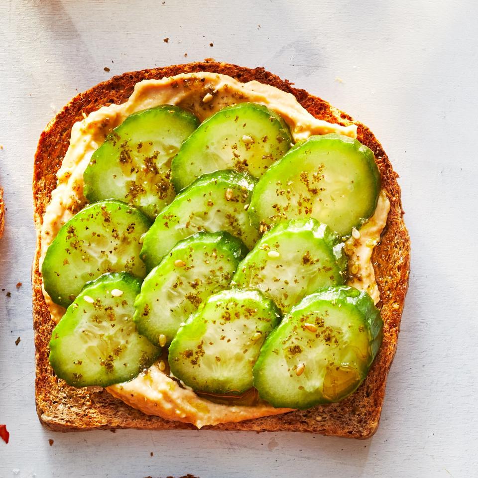 hummus and cucumber toast