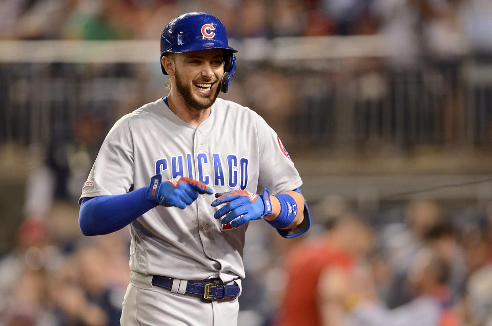 Chicago Cubs slugger Kris Bryant pulled off a rare home run hat trick against the Washington Nationals. (Photo by Greg Fiume/Getty Images)