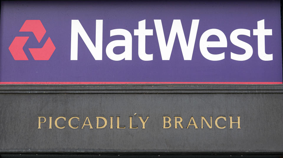 LONDON, UNITED KINGDOM - 2020/06/04: NatWest Bank logo seen one at their Piccadilly branch. (Photo by Dave Rushen/SOPA Images/LightRocket via Getty Images)