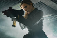 This image released by Paramount Plus shows Sophie Cookson in a scene from "Infinite." (Peter Mountain/Paramount+ via AP)