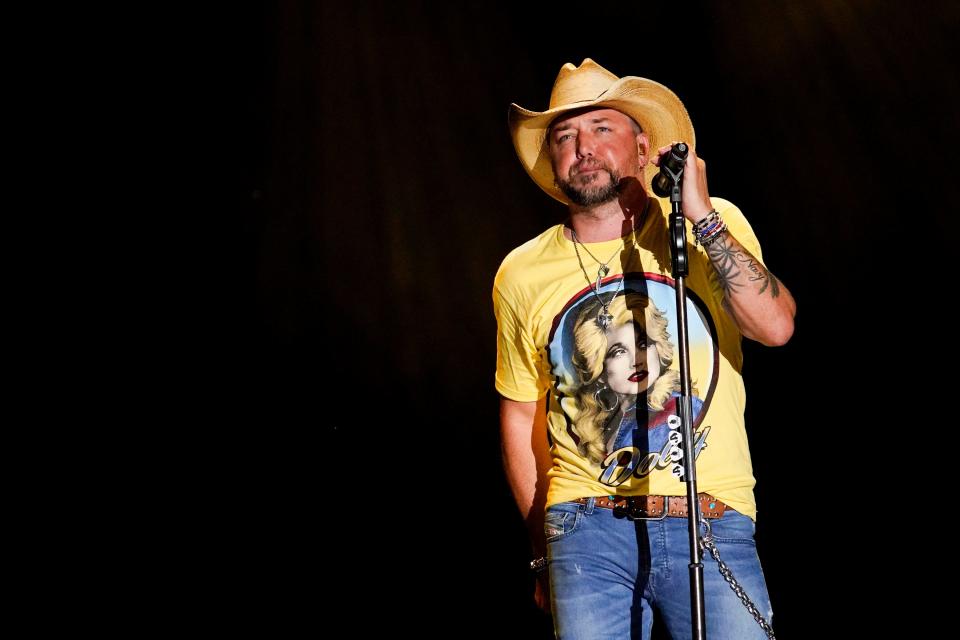 Jason Aldean performs during CMA Fest at Nissan Stadium Thursday, June 9, 2022 in Nashville, Tennessee. ORG XMIT: TNNAT (Via OlyDrop)