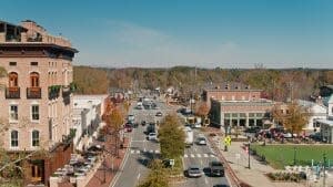 An aerial view of Alpharetta, GA.