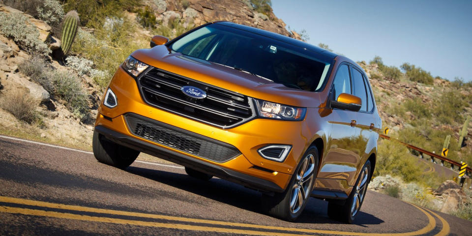 <p>In lower trims, the Ford Edge isn't exactly what you would call "inspiring to drive." It's one of the better two-row crossovers in the segment, but it will also take more than eight seconds to hit 60 mph. When you opt for the Edge Sport, however, you get <a rel="nofollow noopener" href="http://www.caranddriver.com/ford/edge" target="_blank" data-ylk="slk:a car that's much quicker;elm:context_link;itc:0;sec:content-canvas" class="link ">a car that's much quicker</a> than it probably has any right to be. </p>