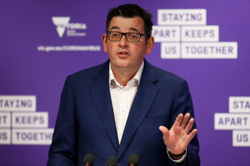 Daniel Andrews has rejected criticism over the arrival of scores of travellers from New Zealand in the state. Source: Getty