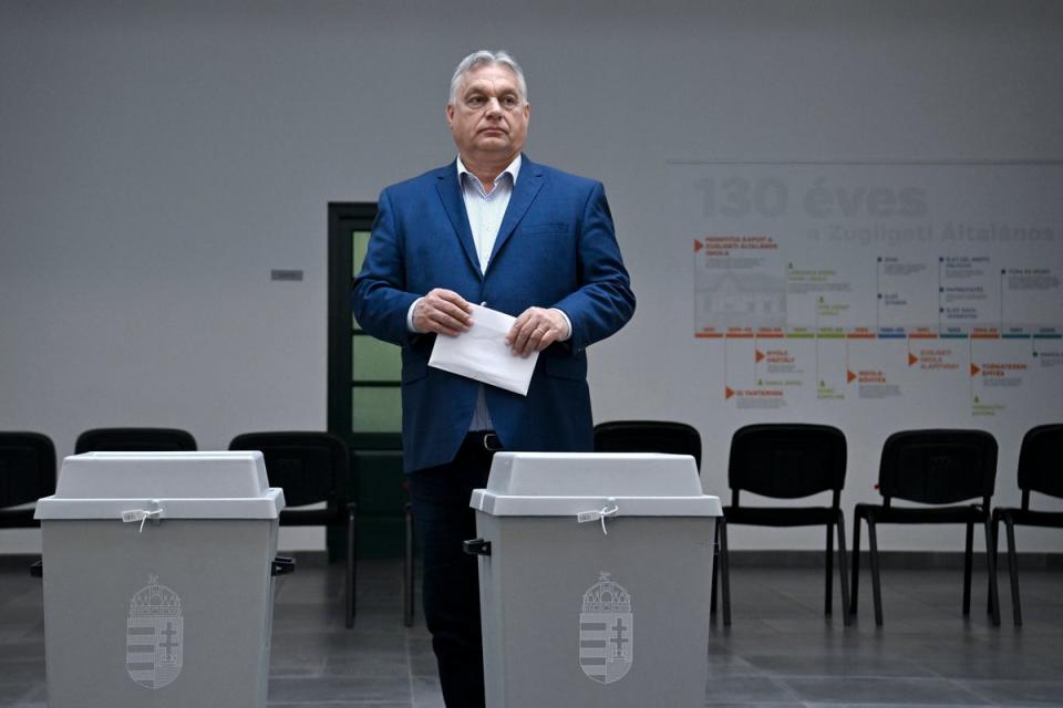 Viktor Orbán, pictured as he prepares to cast his ballot in the 2024 European Parliament elections, has triggered a democratic backslide in his country (MTVA - Media Service Support and Asset Management Fund)
