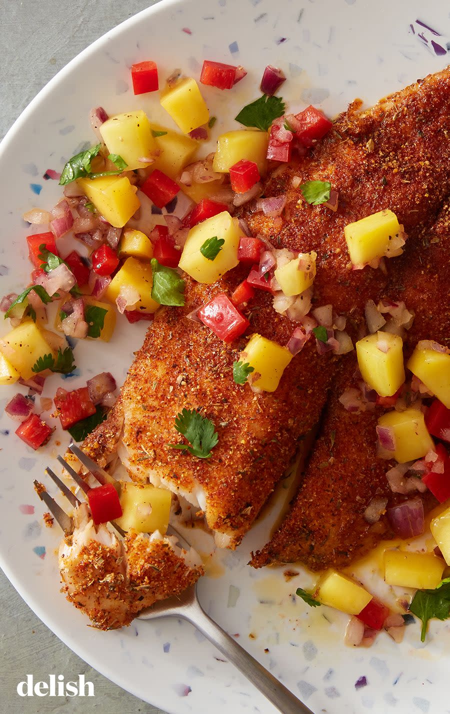 Air Fryer Blackened Tilapia with Mango Salsa