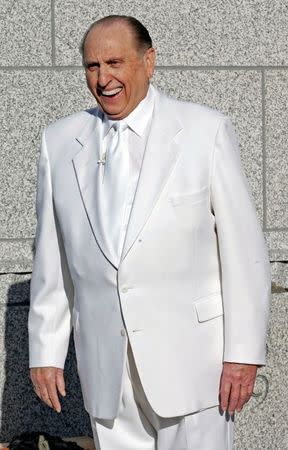 FILE PHOTO: President of the Church of Jesus Christ of Latter-Day Saints (The Mormon church) Thomas S. Monson attends a corner stone laying ceremony at the dedication of the Draper Utah Temple in Draper, Utah, U.S., March 20, 2009. REUTERS/George Frey/File Photo