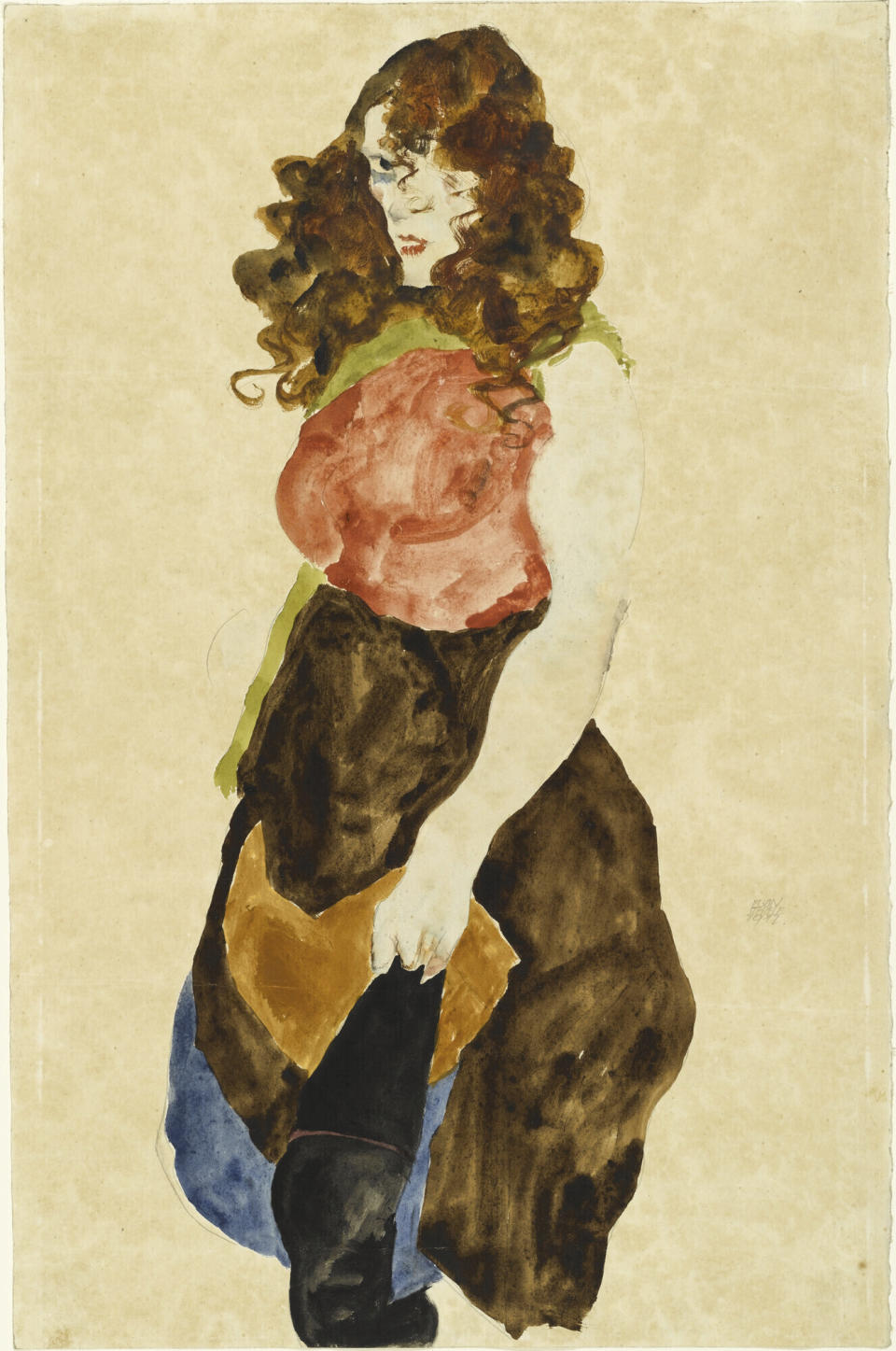 This image provided by the Manhattan District Attorney's Office shows artwork by the Austrian expressionist artist Egon Schiele. On Wednesday, Sept. 20, 2023, the art plundered by the Nazis was returned to the heirs of Fritz Grünbaum, a well-known cabaret performer who was arrested in 1938 and later died in the Dachau concentration camp. The Manhattan District Attorney's Office secured the return of the artworks from prominent museums earlier this year, including one piece from the Museum of Modern Art. Combined, the pieces are valued at more than $9.5 million. (Manhattan District Attorney's Office via AP)