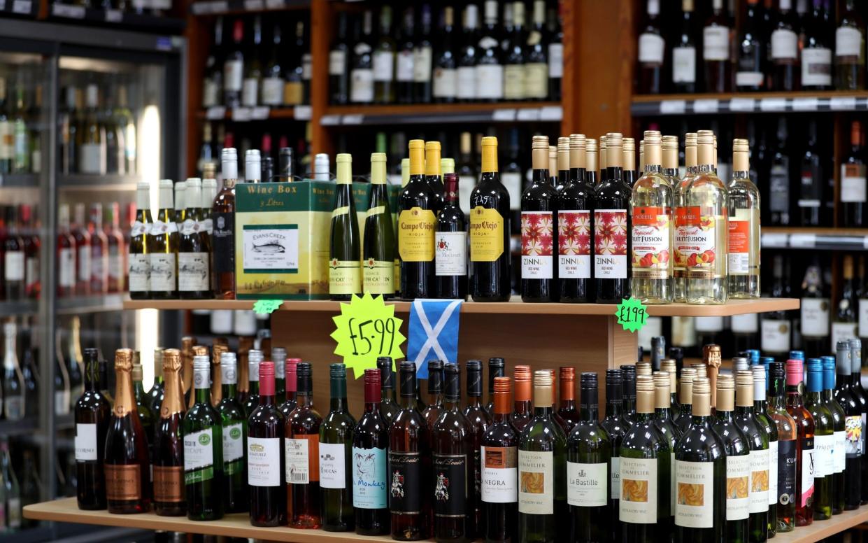 Alcohol for sale in an Edinburgh off-licence. - Jane Barlow/PA