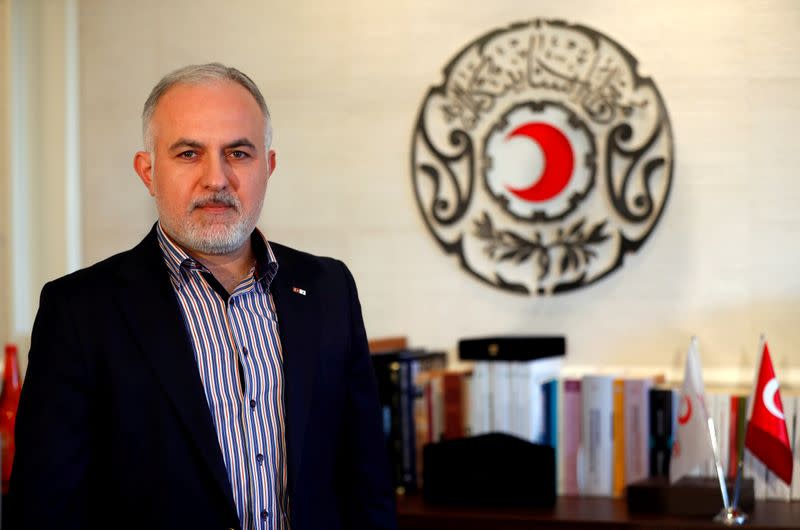 FILE PHOTO: Turkish Red Crescent President Kinik is pictured at his office during an interview with Reuters in Istanbul,
