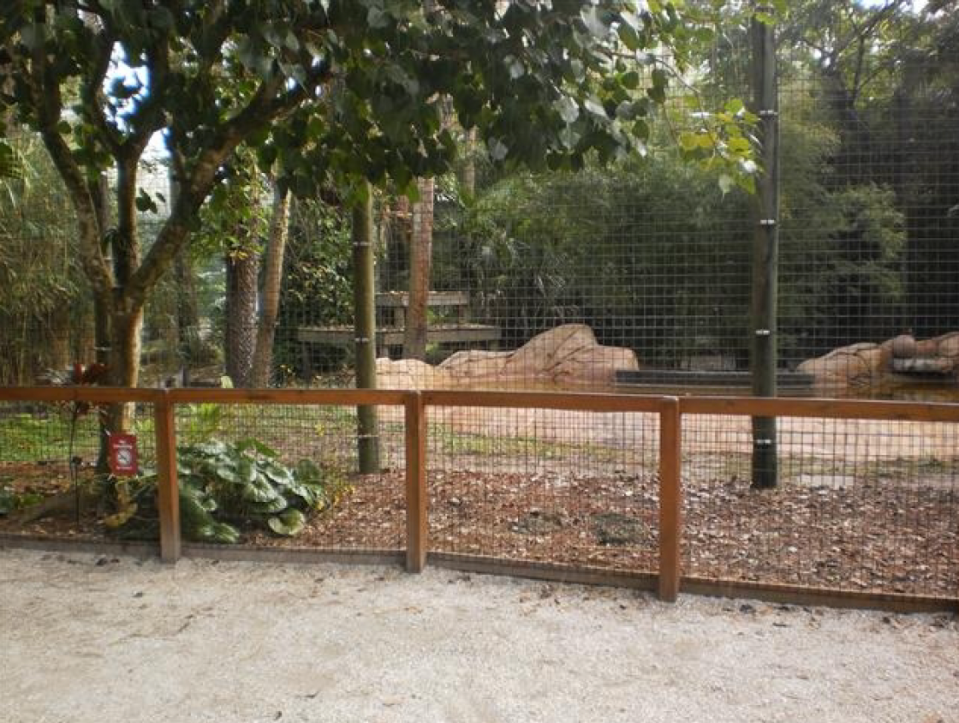 A photo taken by FWC investigators of the tiger enclosure with structural safety barriers at the Naples Zoo.