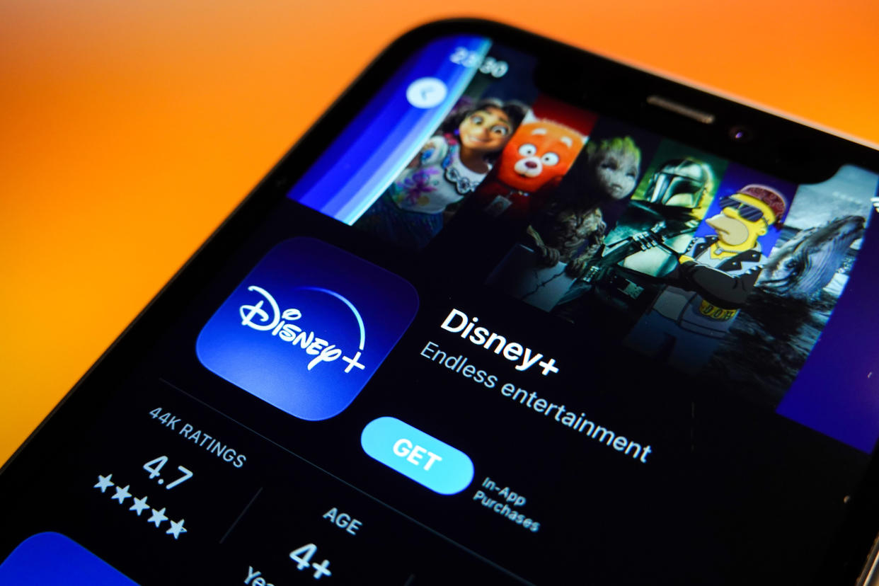 CHINA - 2023/08/31: In this photo illustration, the Disney+ logo is displayed in the Apple App Store on an iPhone. (Photo Illustration by Sheldon Cooper/SOPA Images/LightRocket via Getty Images)