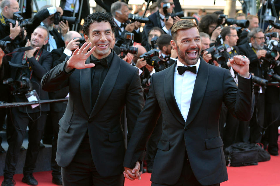 25 May 2022, France, Cannes: Ricky Martin and husband Jwan Yosef attend the screening of 