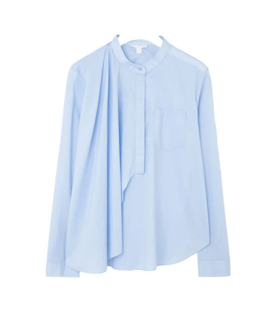 Switch up your day-to-day collared shirt with one that features a very-now pleated ruffle.