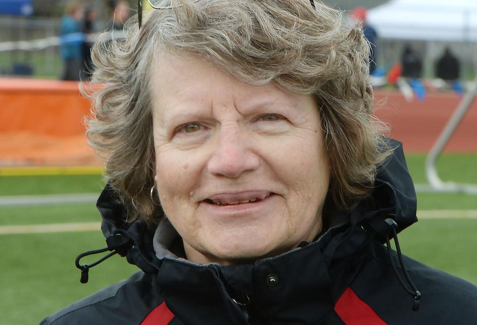 Northwestern coach Sue Fargo, 73, is shown during the Harbor Creek track and field invitational at Paul J. Weitz Stadium in Harborcreek Township on April 23. Fargo has been coaching girls track for more than 50 years.