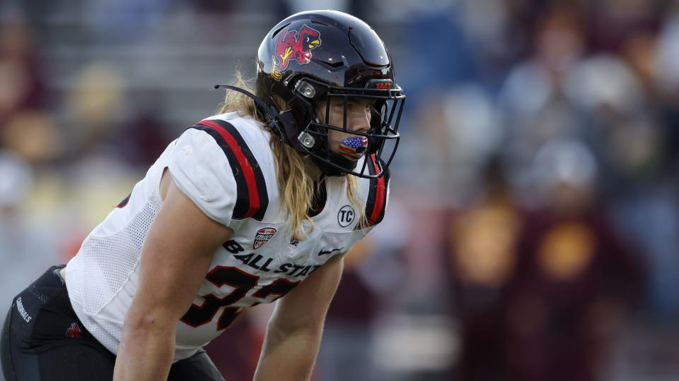 Ball State’s Carson Steele plays during an NCAA Football game on Saturday, Oct. 8, 2022, in Mount Pleasant, Mich. The Bruins landed Steele from the transfer portal in the offseason. | Al Goldis, Associated Press