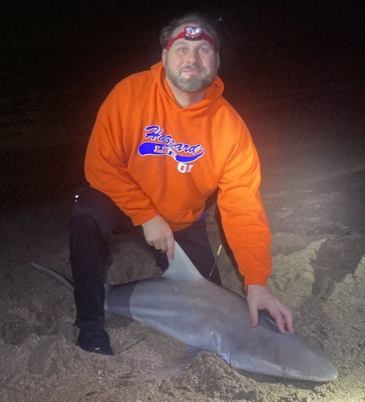 NSB Shark Hunters thrilled this client with a blacktip at Bethune Park.