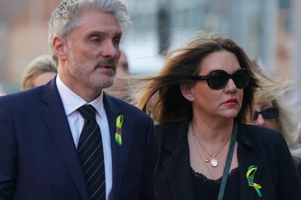 The parents of Barnaby Webber, David and Emma Webber, arriving at Nottingham Crown Court (PA)