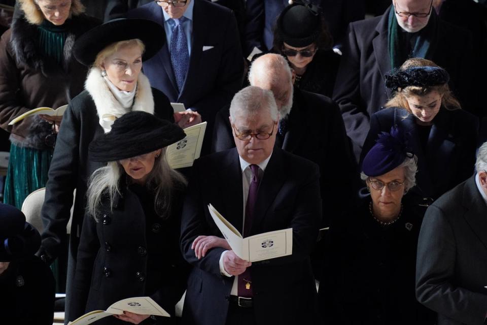 Andrew reads from the service book at the thanksgiving ceremony for Constantine at St George’s Chapel (Getty Images)