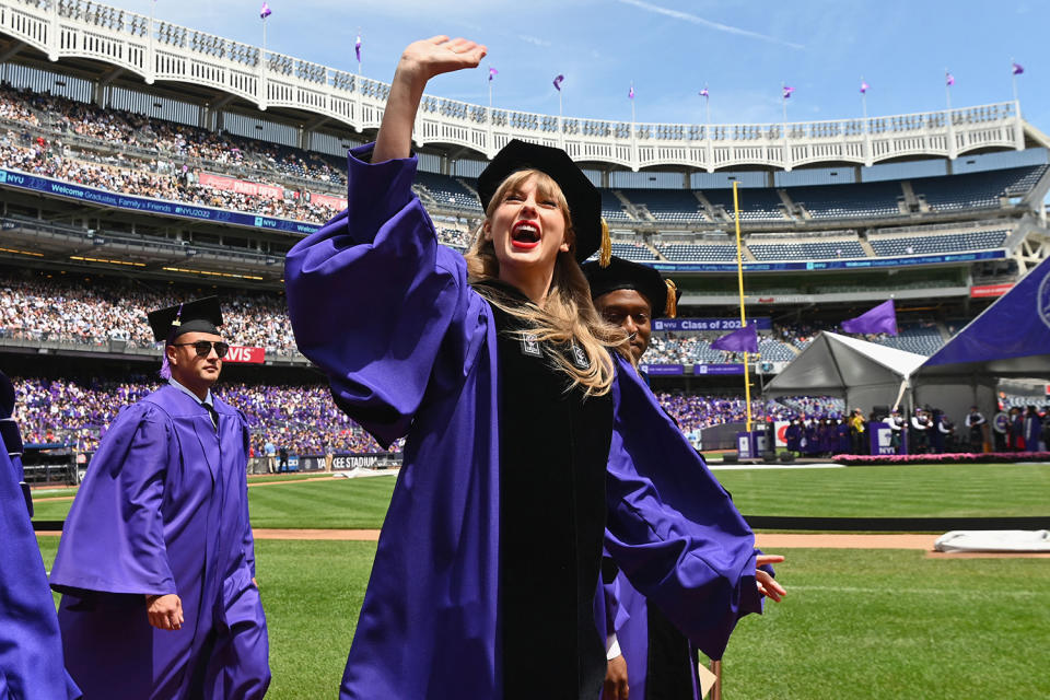 <p>"Everyone in college during normal times stresses about test scores, but on top of that you also had to pass like a thousand COVID tests," Swift told the graduating class. "I imagine the idea of a normal college experience was all you wanted, too. But in this case you and I both learned that you don't always get all the things in the bag that you selected from the menu in the delivery service that is life. You get what you get. And as I would like to say to you, you should be very proud of what you've done with it."</p>