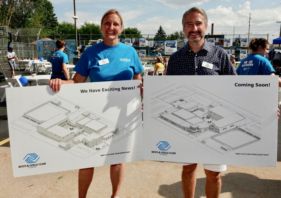 Boys & Girls Club CEO Tracy Ogden and Board President Jeff Trembly unveil plans for the Club's expansion.