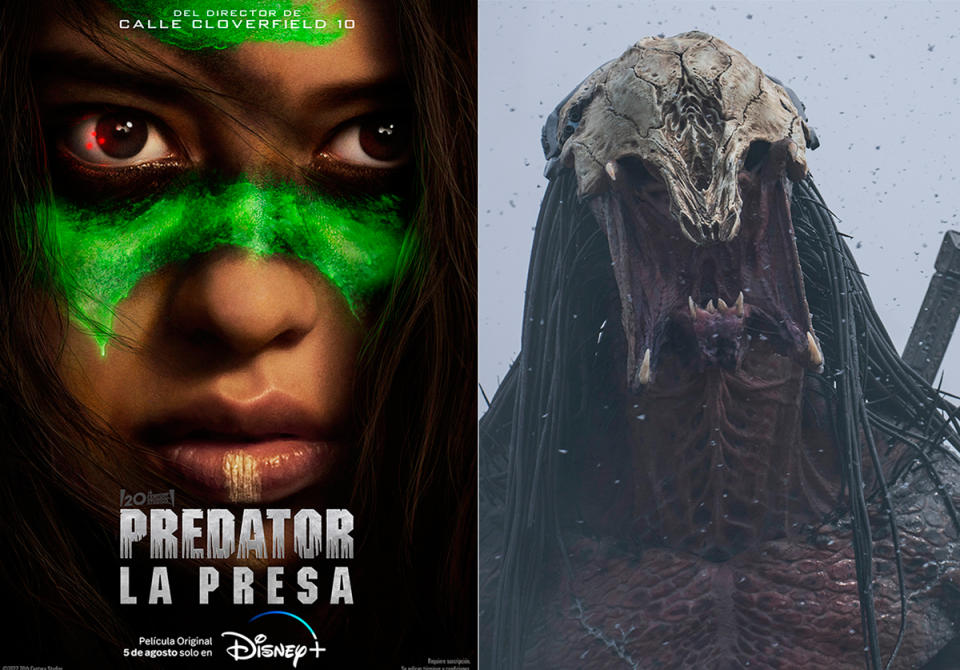 Cartel de Predator: La presa (Disney+) e imagen de la película (Photo by David Bukach. © 2022 20th Century Studios. All Rights Reserved.)