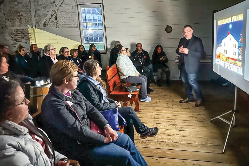 Richard Moschella talks during one of his Paranormal Evening events