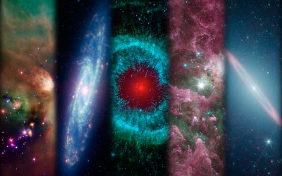 A montage of images taken by NASA's Spitzer Space Telescope over the years.