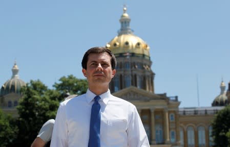 Democratic 2020 presidential candidate Mayor Pete Buttigieg campaigns during the Capital Pride LGBTQ celebration at Iowa State Capitol in Des Moines